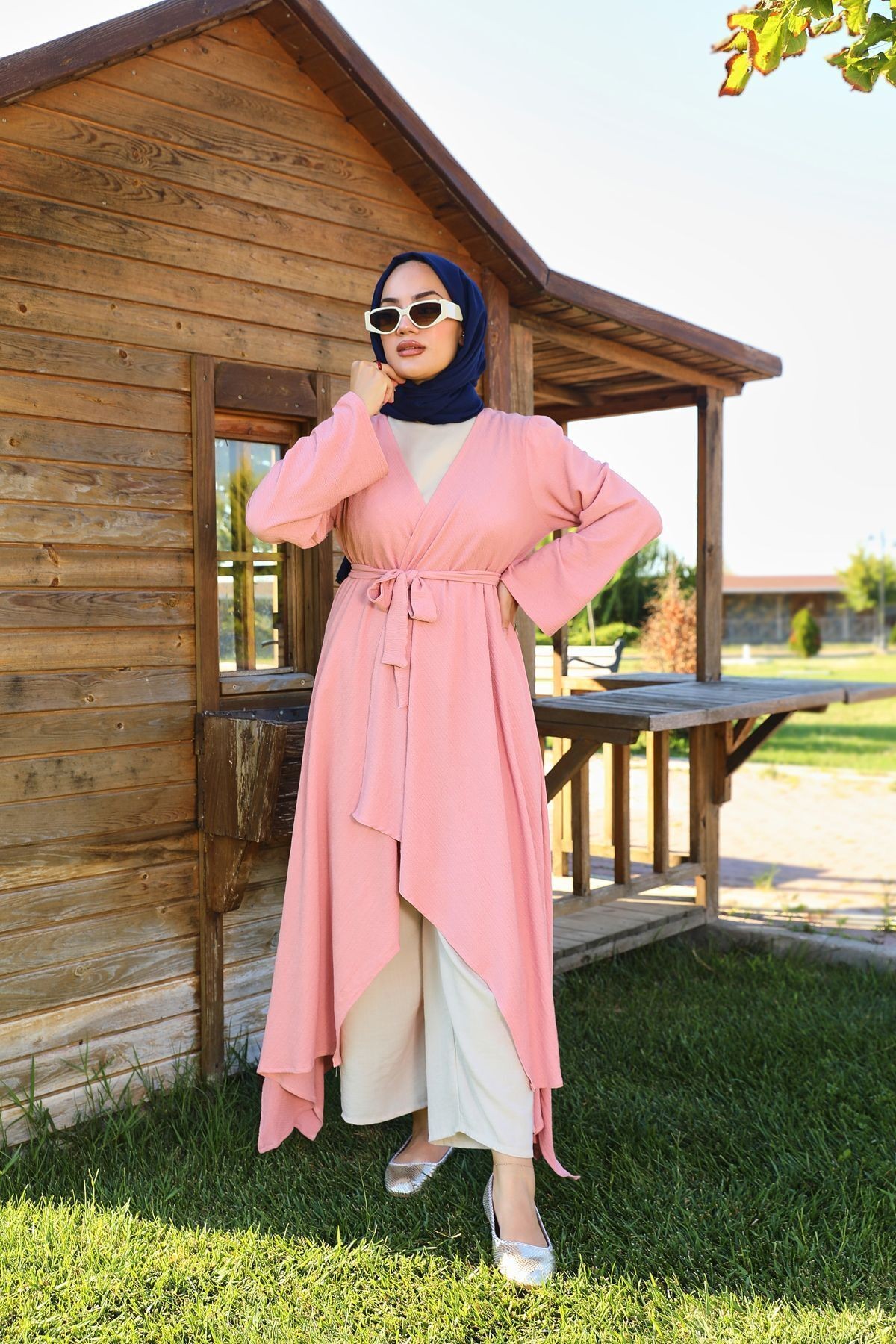 Bürümcük Uzun Kimono - pembe