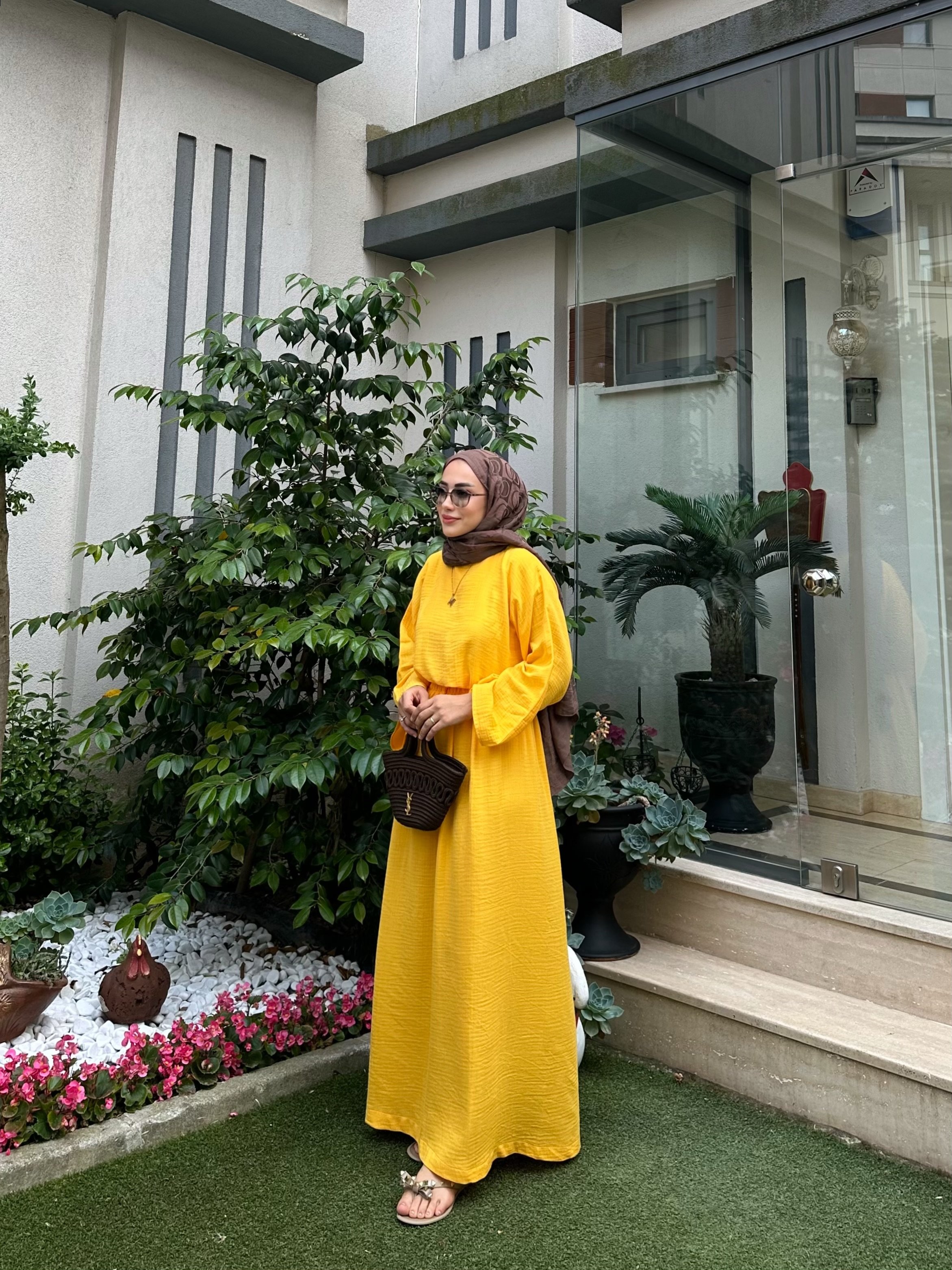 Müslin Etekli Salaş Takım - Sarı