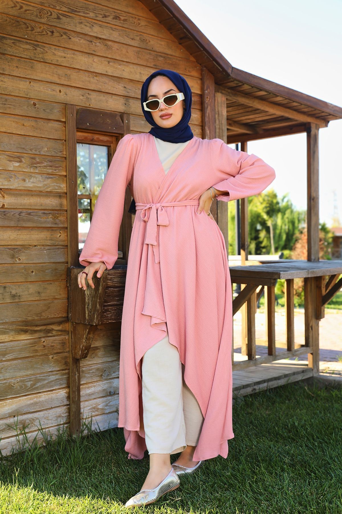 Bürümcük Uzun Kimono - pembe