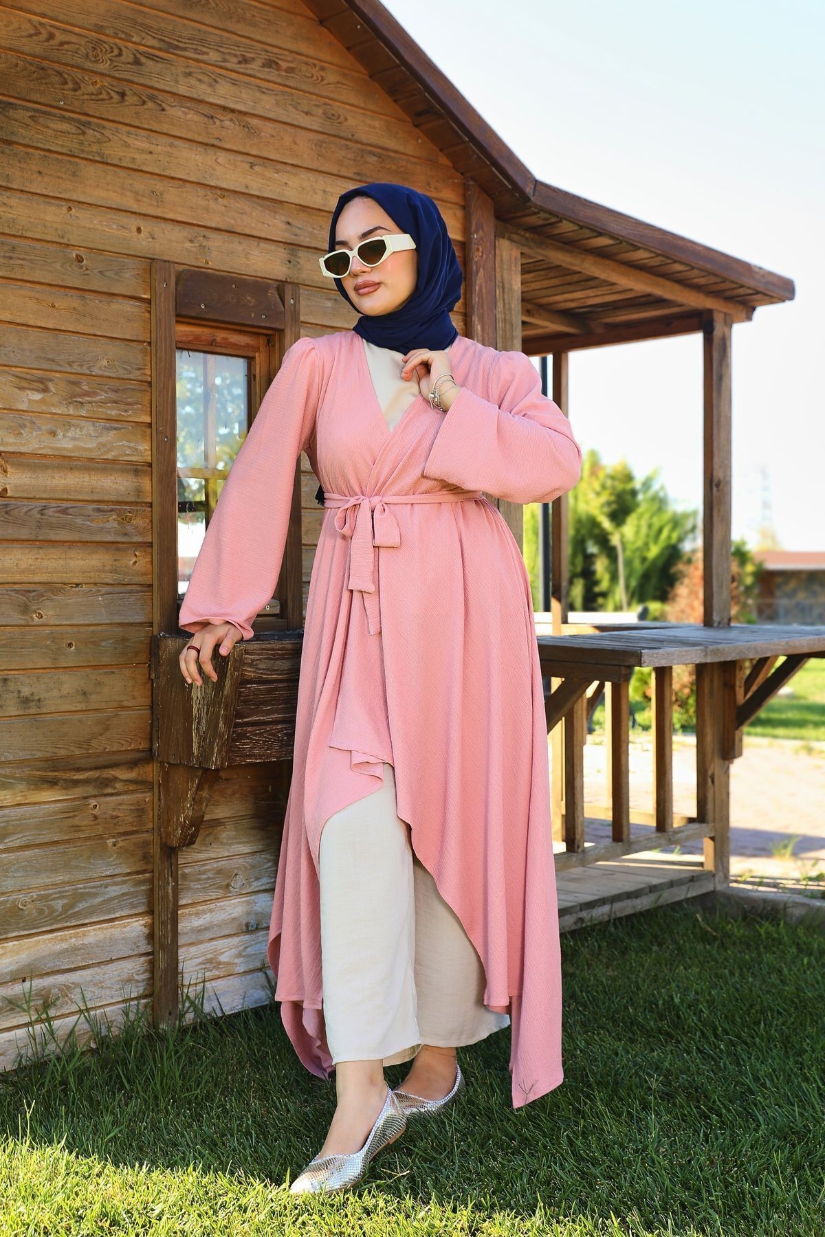 Bürümcük Uzun Kimono - pembe