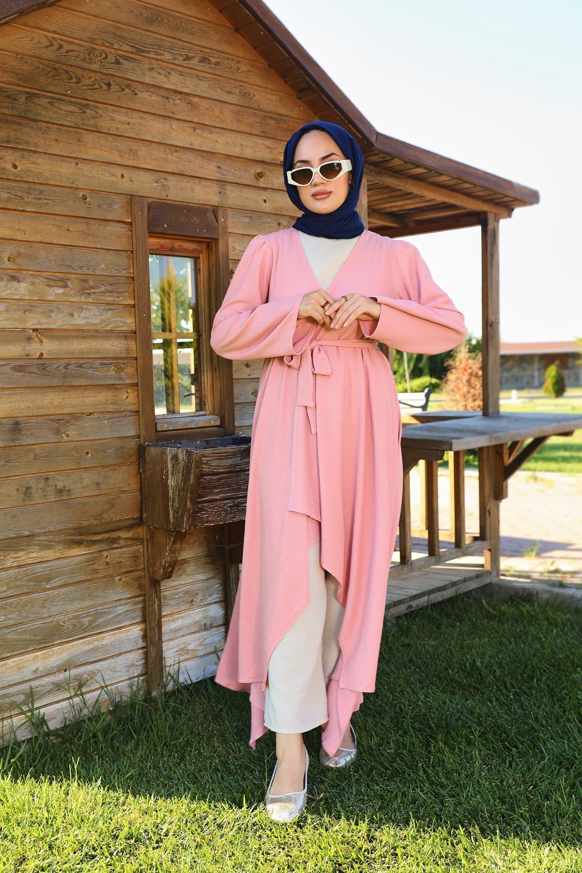 Bürümcük Uzun Kimono - pembe