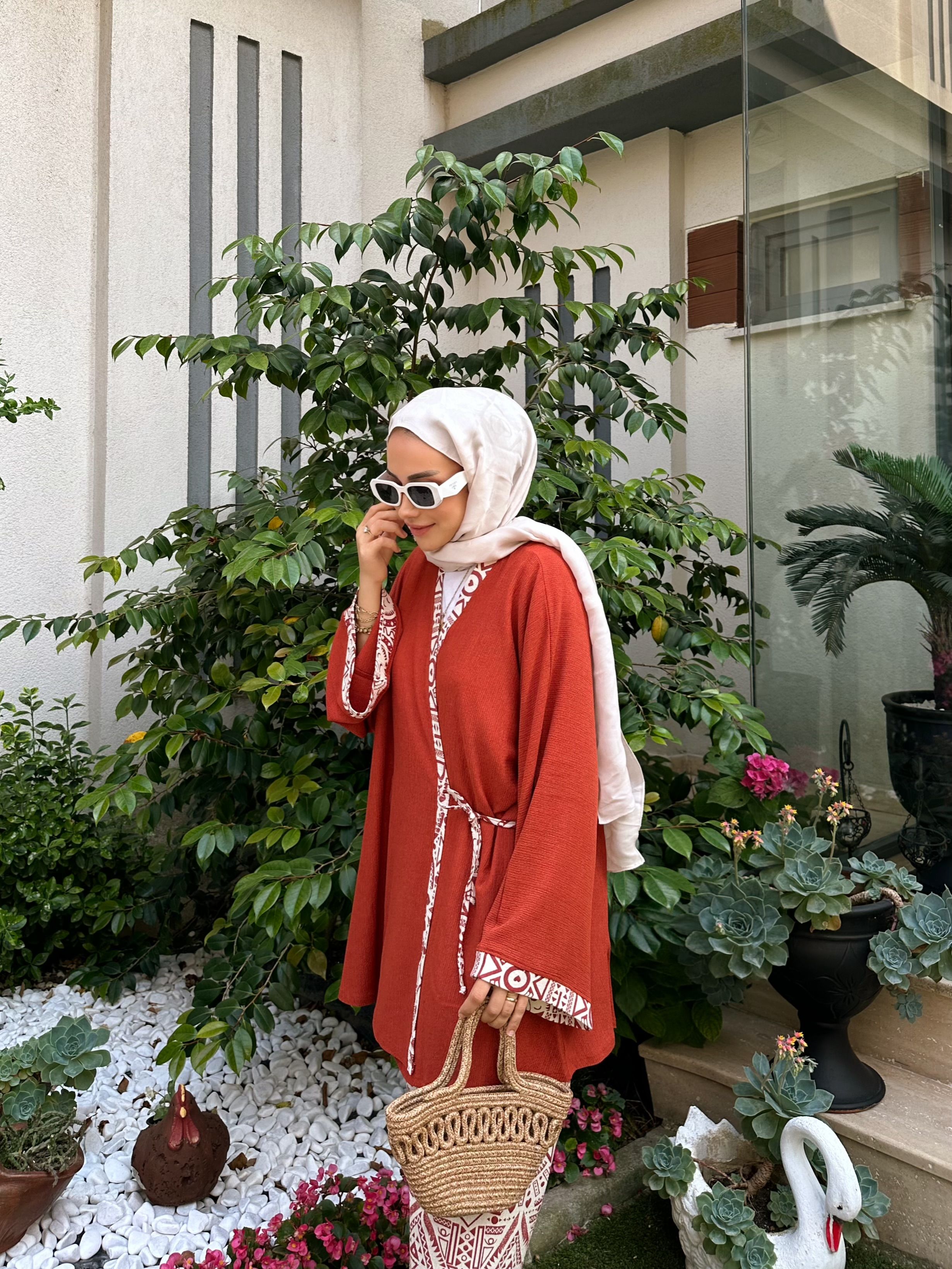 Bağlamalı Şile Bezi Pantolonlu Kimono Takım