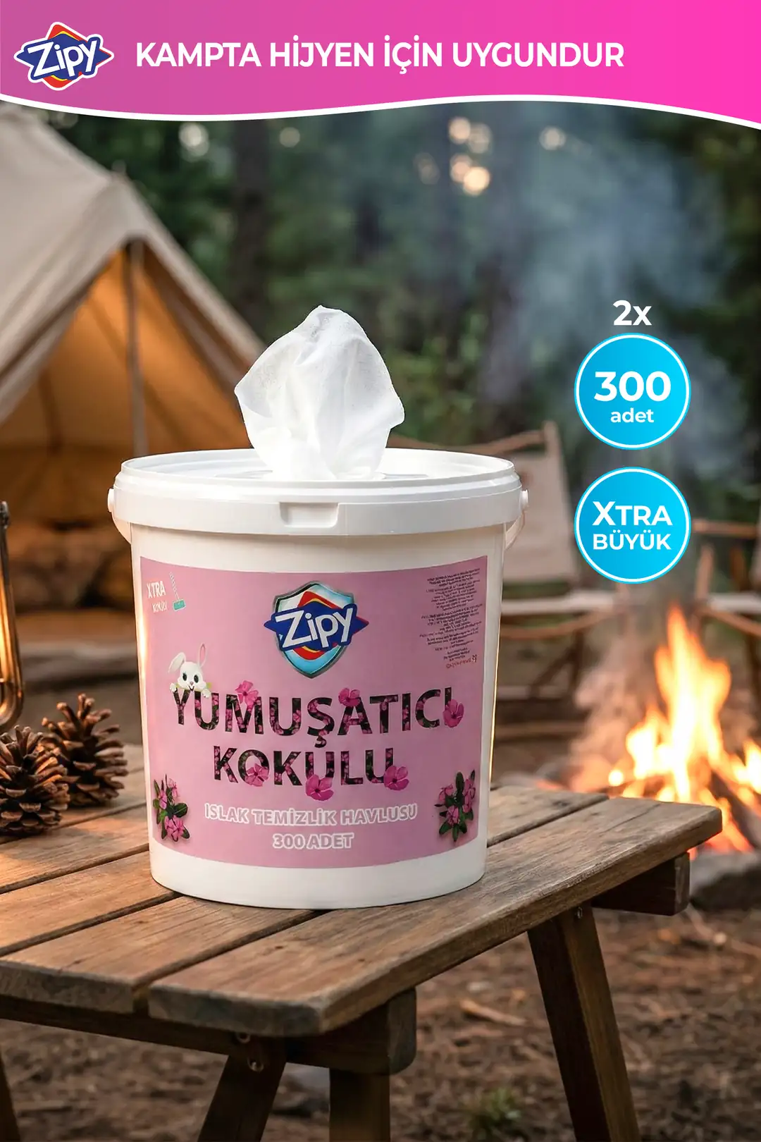 Zipy 300 Yaprak Yumuşatıcı Kokulu Kova Mendil