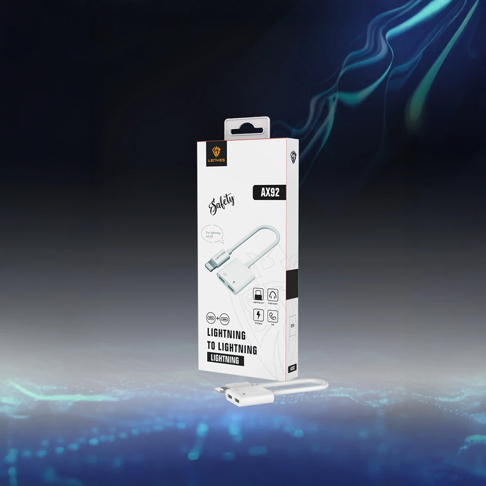 Lenyes AX92 Lightning to Lightning 2in1 Şarj ve Kulaklık Dönüştürücü Adaptör