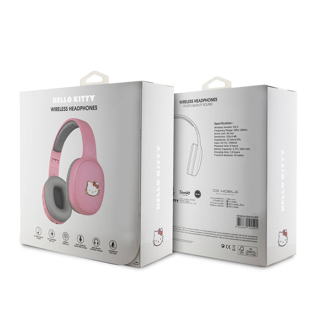Hello Kitty Orjinal Lisanslı Ayarlanabilir Metal Kitty Logolu Oval Bluetooth 5.3 Kulaklık
