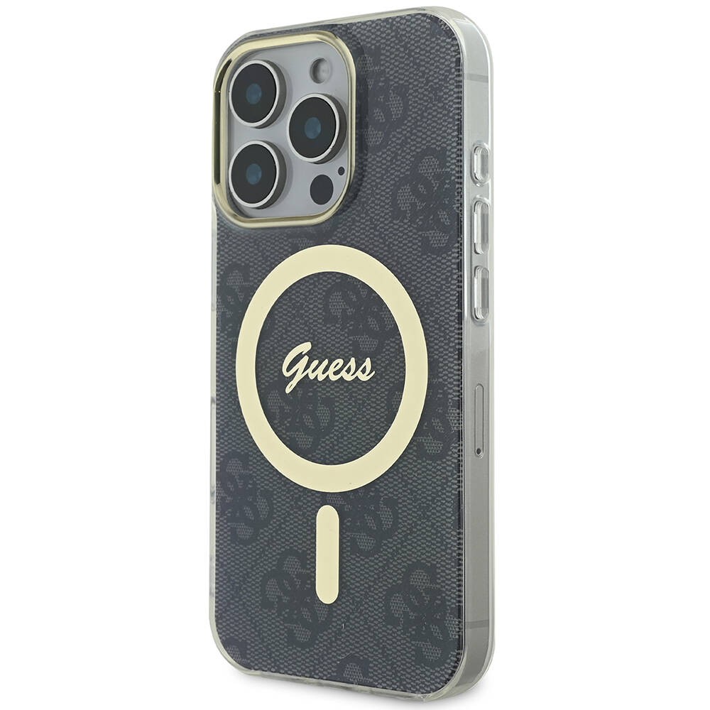 iPhone 16 Pro Max Kılıf Guess Orjinal Lisanslı Magsafe Şarj Özellikli Yazı Logolu 4G Desenli Kılıf