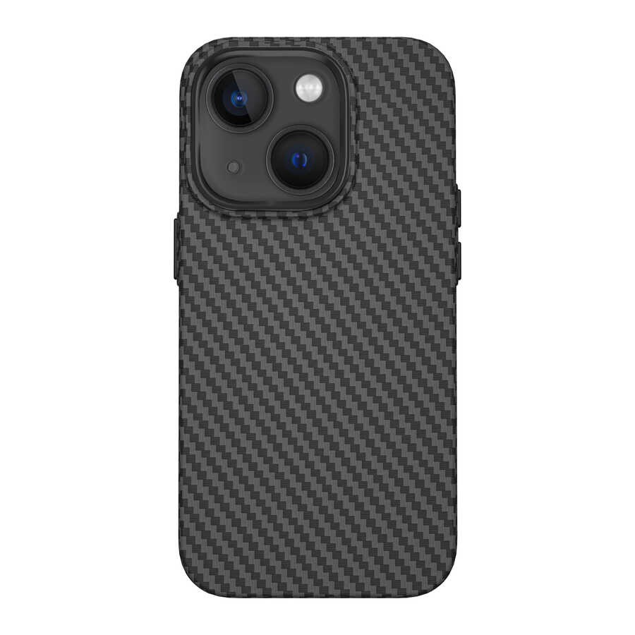iPhone 14 Plus Kılıf ​​​​​Wiwu Karbon Fiber Görünümlü Magsafe Wireless Şarj Özellikli Kabon Kılıf
