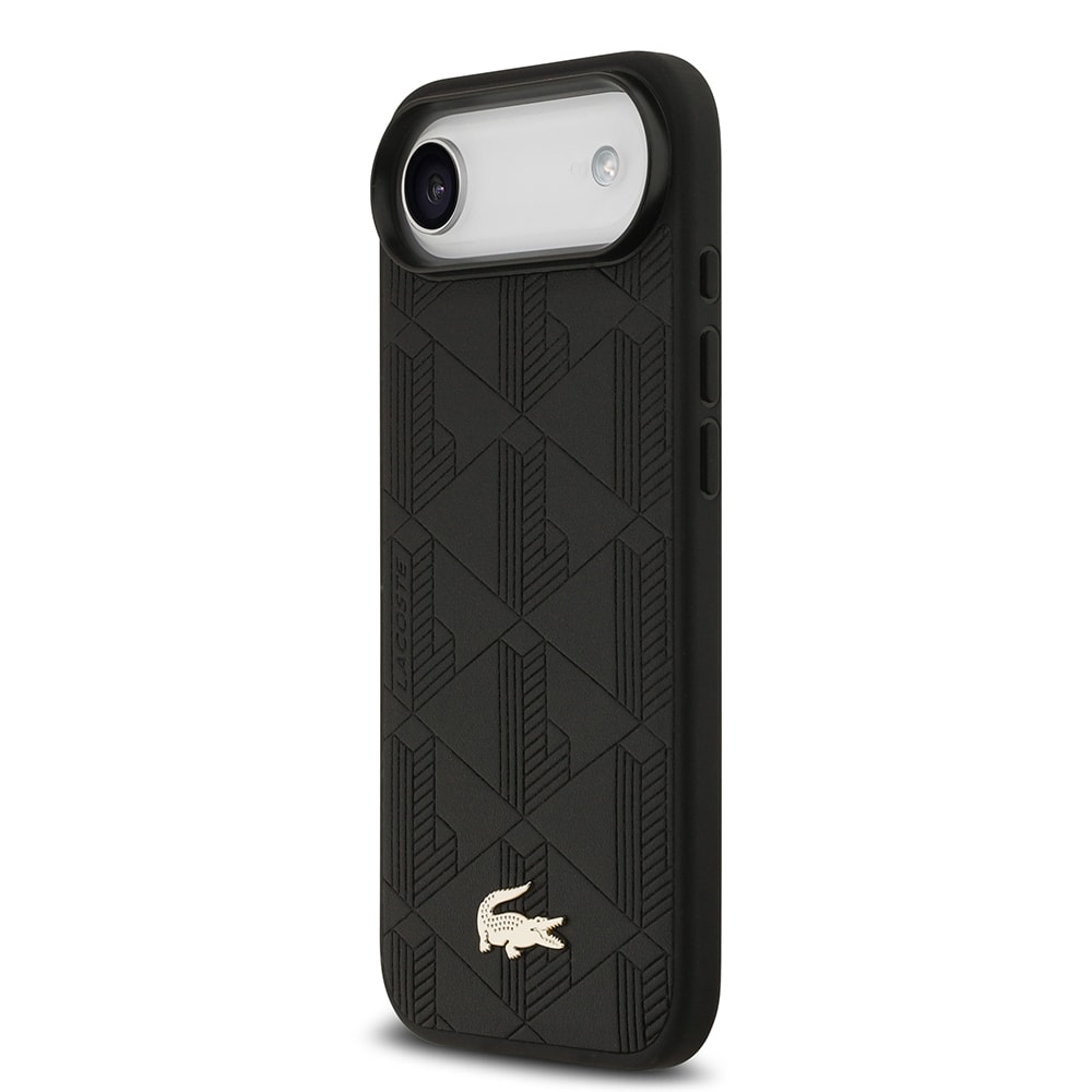 Apple iPhone 17 Air Kılıf Lacoste Orjinal Lisanslı M-safe Şarj Özellikli PU Deri Tasarımlı Karışık Monogram Desenli Kapak