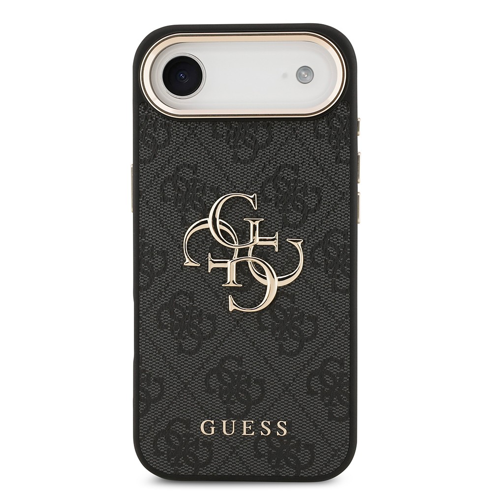 Apple iPhone 17 Air Kılıf Guess Orjinal Lisanslı Gold Metal Kamera Çerçeveli 4G Desenli Metal Büyük 4G ve Yazı Logolu Kapak