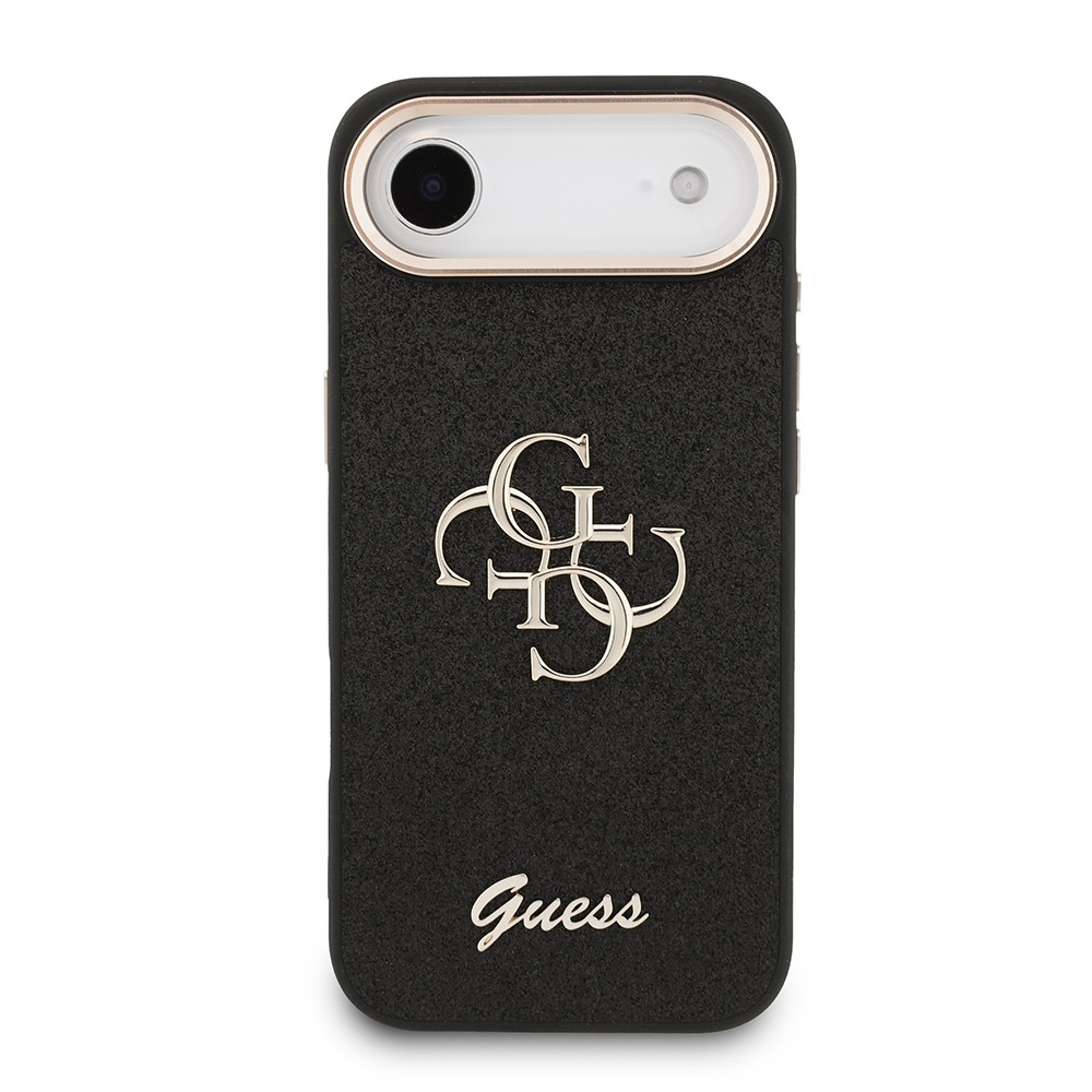 Apple iPhone 17 Air Kılıf Guess Orjinal Lisanslı 4G Büyük Metal Kamera Çerçeveli ve Logolu Glitter Kapak