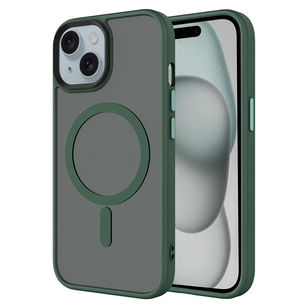 Apple iPhone 15 Plus Kılıf Mat Arka Yüzey Wireless Şarj Özellikli Zore Flet M-safe Kapak