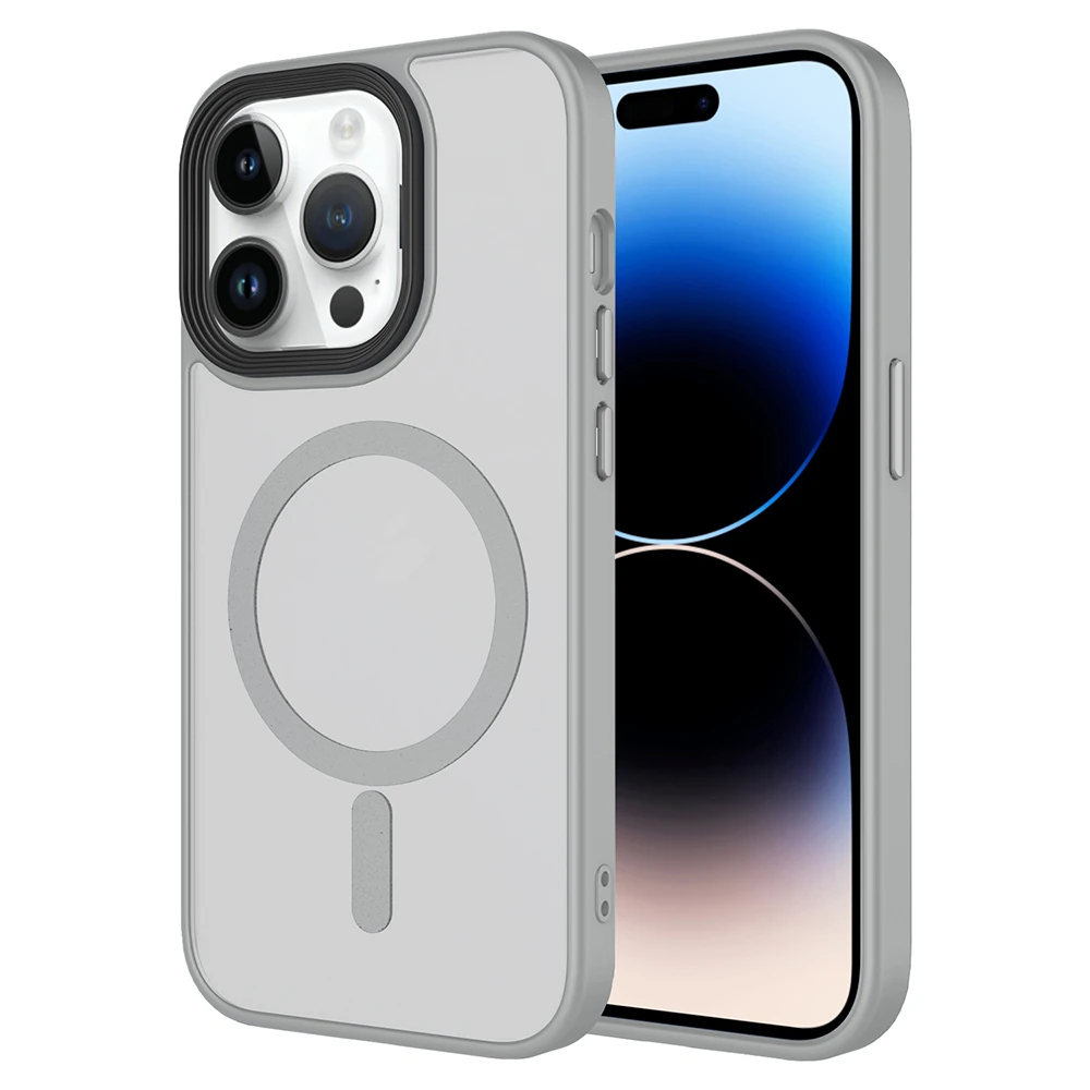 Apple iPhone 14 Pro Kılıf Mat Arka Yüzey Wireless Şarj Özellikli Zore Flet M-safe Kapak