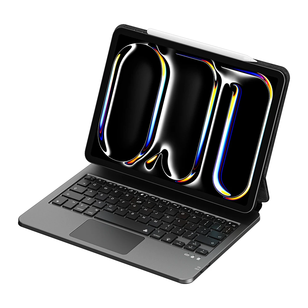 Apple iPad Air 13 2024 Wiwu MK-003 Gizli Kalem Bölmeli Klavyeli Standlı Kılıf