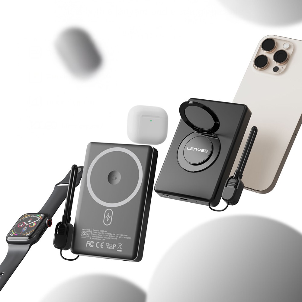 Lenyes PW1005D Standlı Akıllı Saat Kablosuz Şarj Özellikli Wireless Powerbank 20W 10000mAh