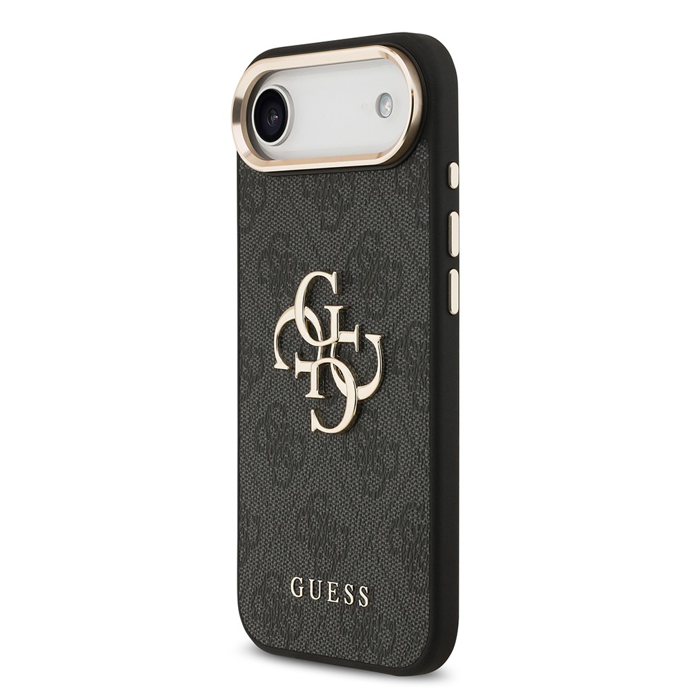 Apple iPhone 17 Air Kılıf Guess Orjinal Lisanslı Gold Metal Kamera Çerçeveli 4G Desenli Metal Büyük 4G ve Yazı Logolu Kapak