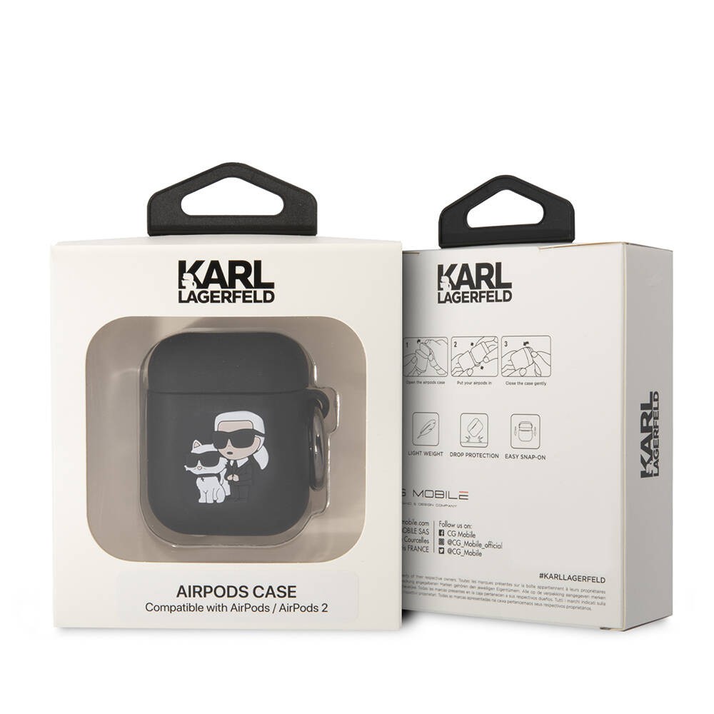 Airpods Kılıf Karl Lagerfeld Orjinal Lisanslı Karl & Choupette 3D Silikon Kapak