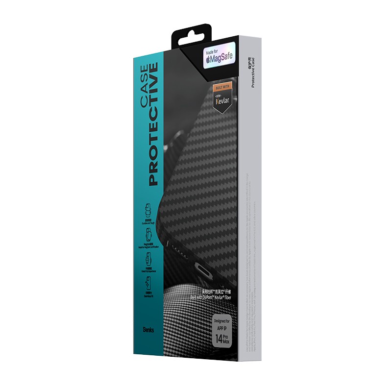 iPhone 14 Pro Max Kılıf Magsafe Özellikli Karbon Fiber Benks Essential Kevlar Kılıf