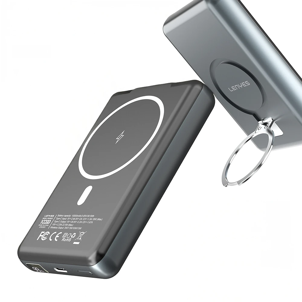 Lenyes PW1001D PD 22.5W Hızlı Şarj Özellikli Standlı Wireless Powerbank 15W 10000mAh