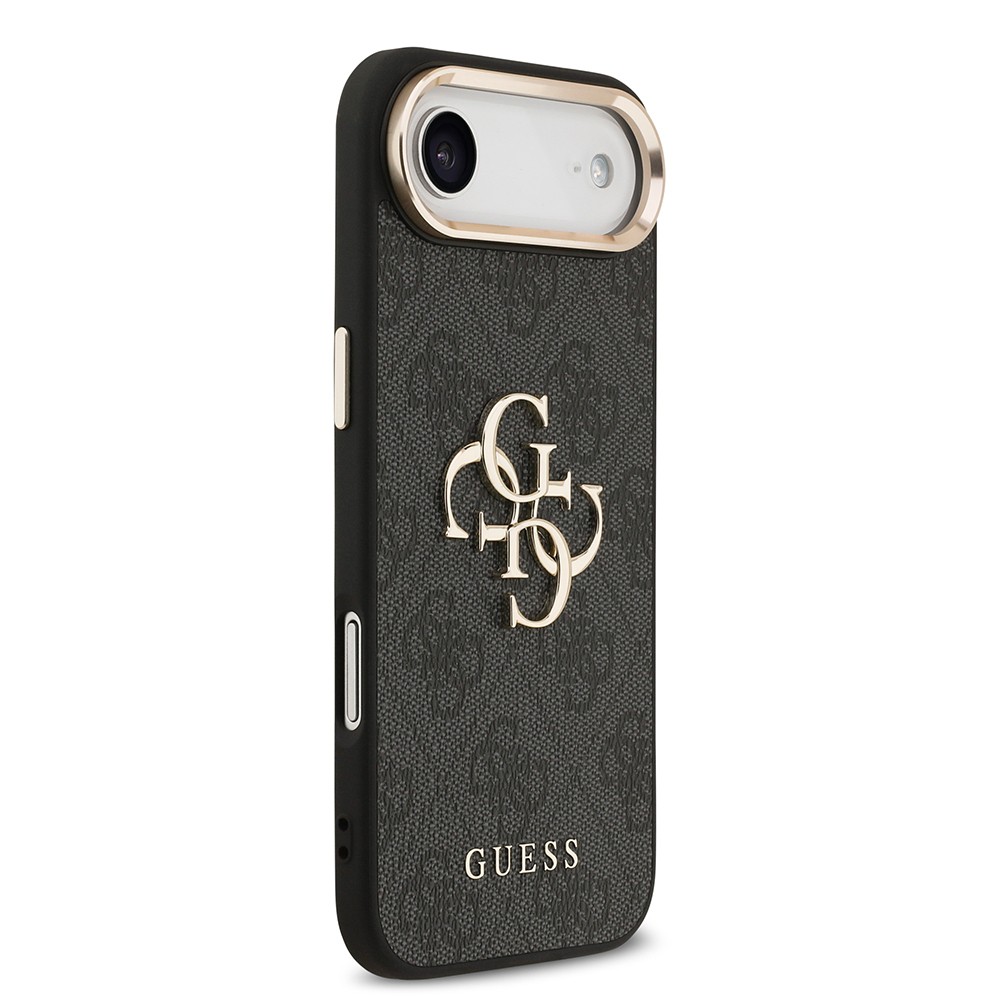 Apple iPhone 17 Air Kılıf Guess Orjinal Lisanslı Gold Metal Kamera Çerçeveli 4G Desenli Metal Büyük 4G ve Yazı Logolu Kapak