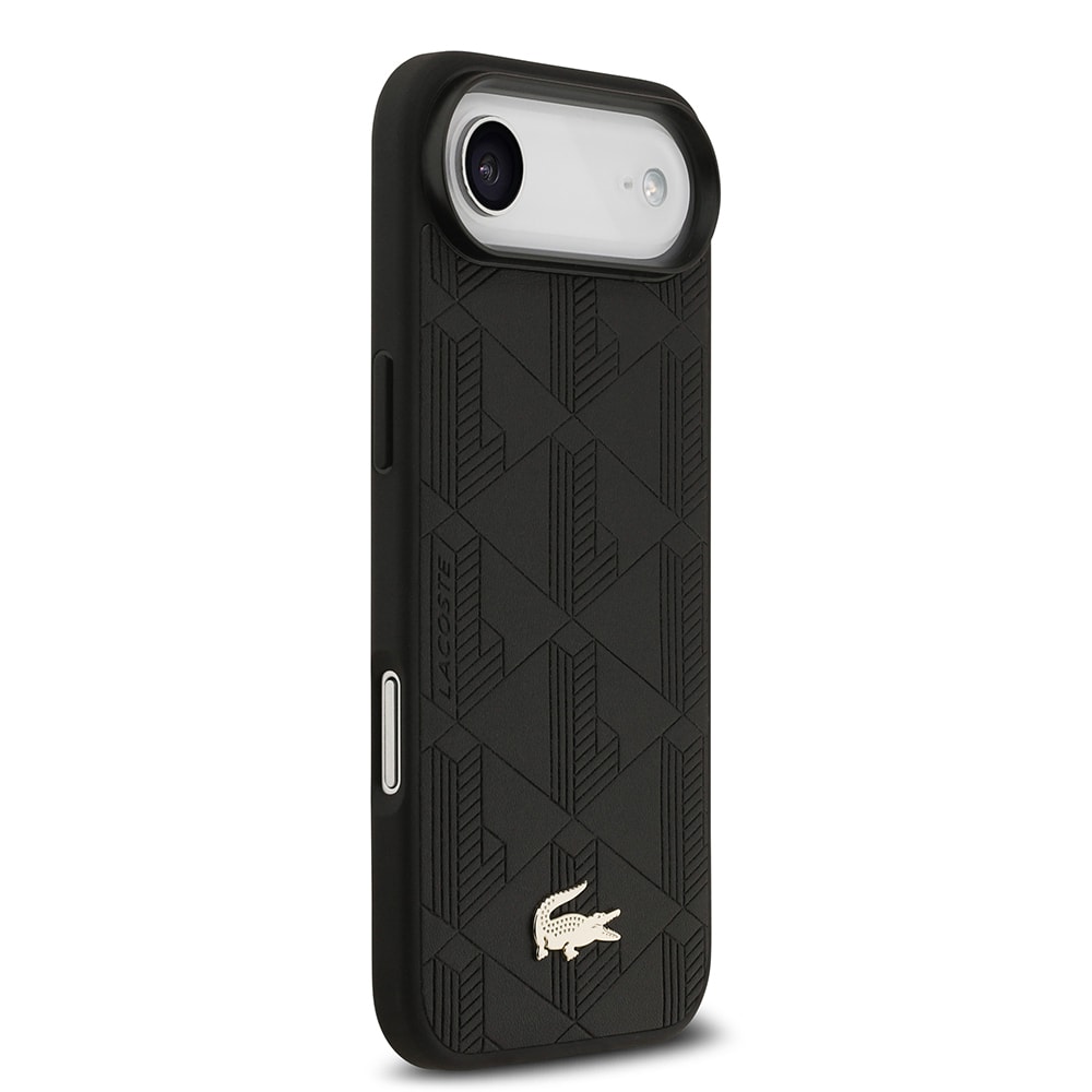 Apple iPhone 17 Air Kılıf Lacoste Orjinal Lisanslı M-safe Şarj Özellikli PU Deri Tasarımlı Karışık Monogram Desenli Kapak