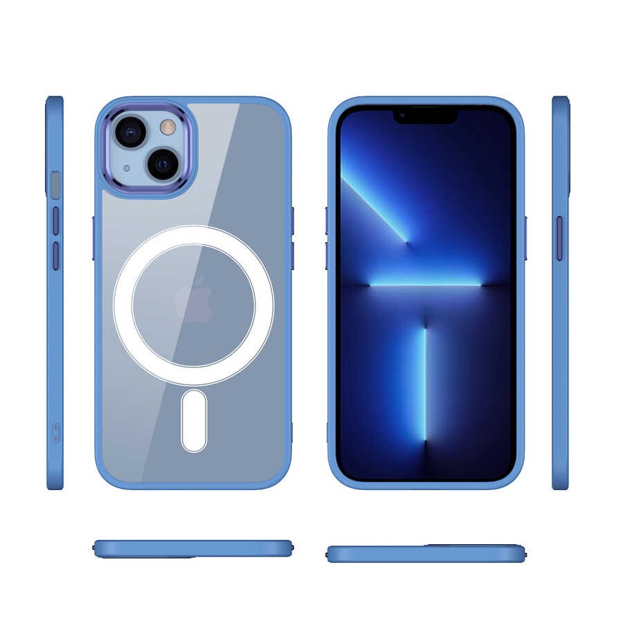 iPhone 13 Kılıf Wireless Şarj Özellikli Zore Krom Magsafe Silikon Kılıf