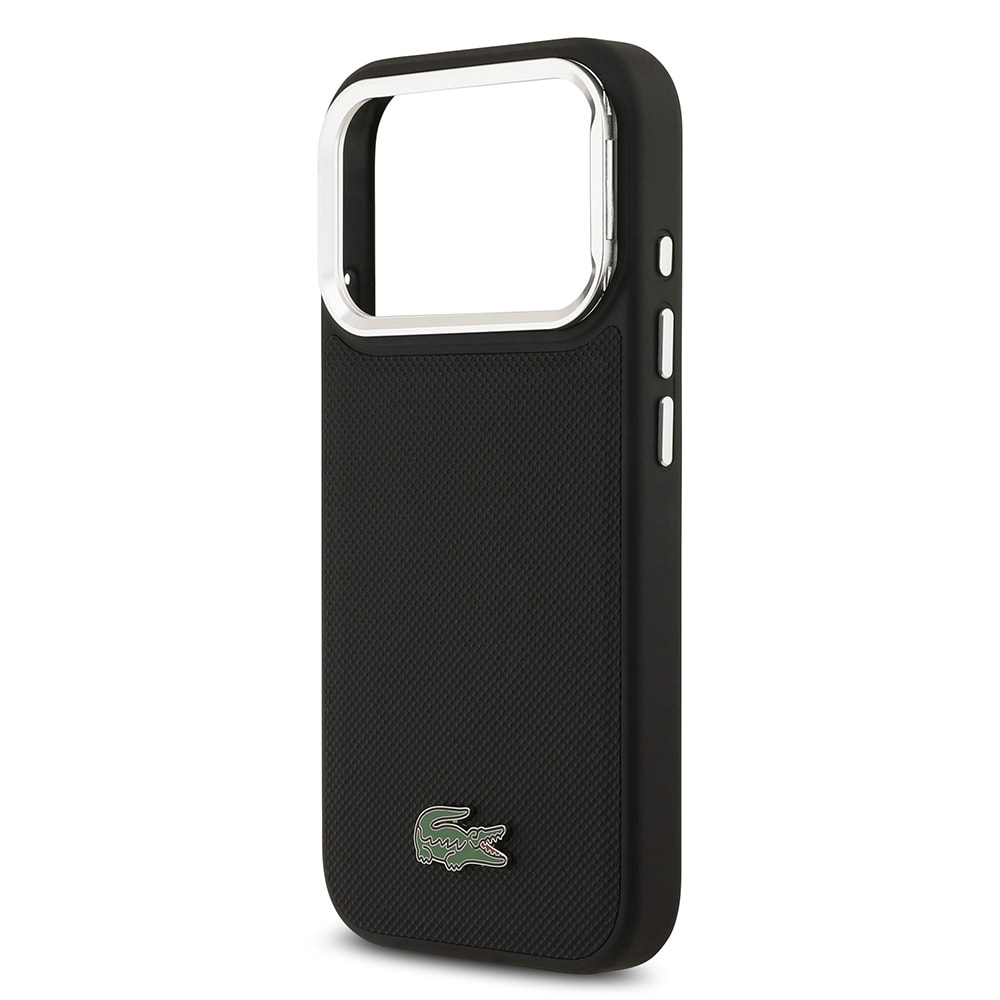 Apple iPhone 17 Pro Kılıf Lacoste Orjinal Lisanslı M-safe Şarj Özellikli PU Pike Desenli Standlı Metal Logolu Kapak