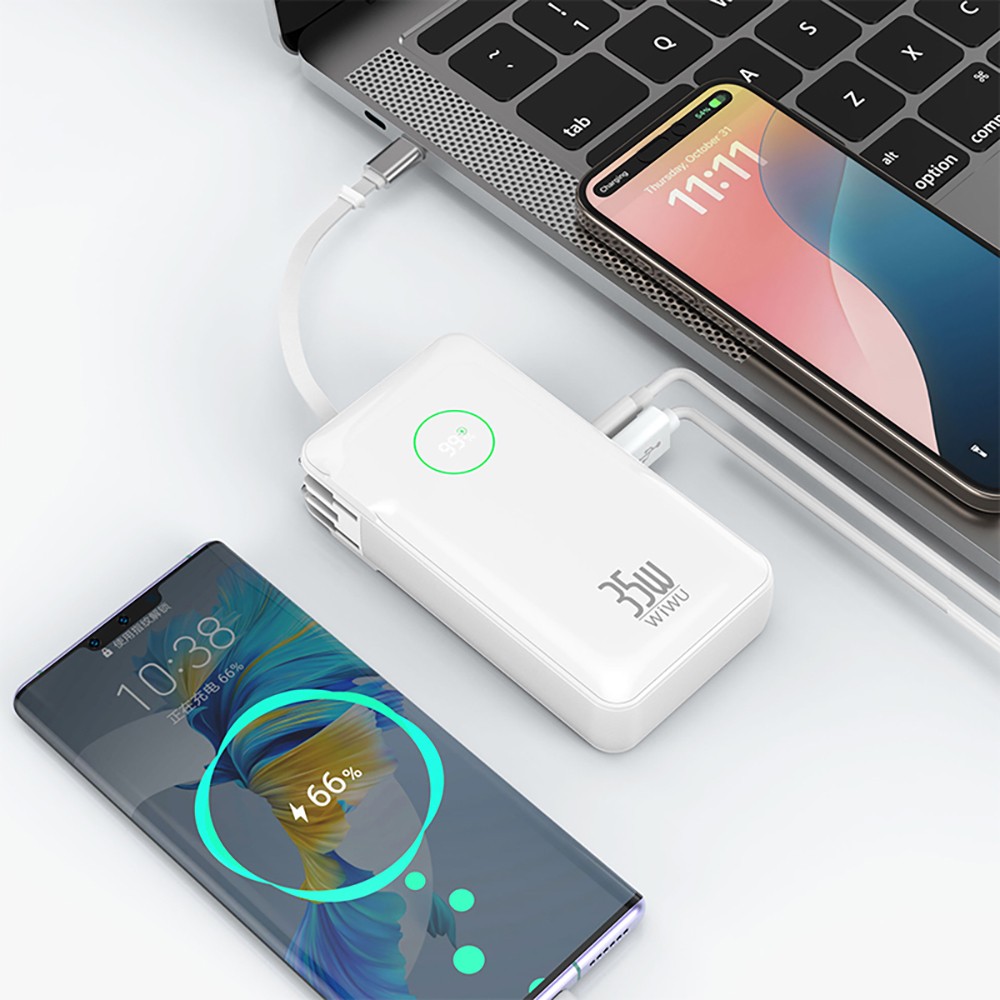 Wiwu Wi-P049 Noble Serisi Type-C Kablolu Dijital LED Göstergeli Powerbank PD 35W 10000mAh