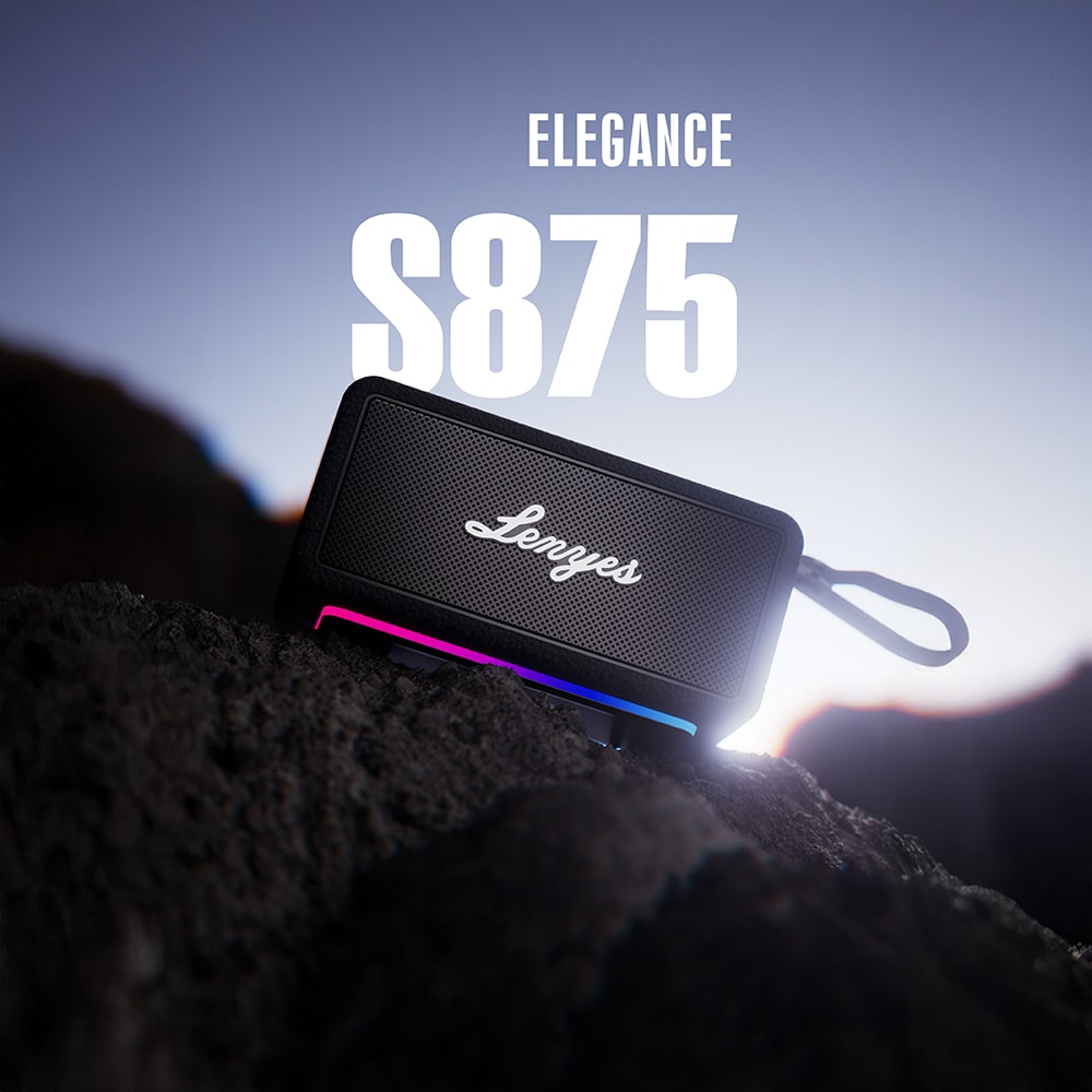 Lenyes S875 Elegance Serisi RGB Işıklı Taşınabilir Su Geçirmez TWS Bluetooth Hoparlör v5.3 40W