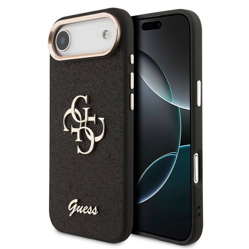 Apple iPhone 17 Air Kılıf Guess Orjinal Lisanslı 4G Büyük Metal Kamera Çerçeveli ve Logolu Glitter Kapak