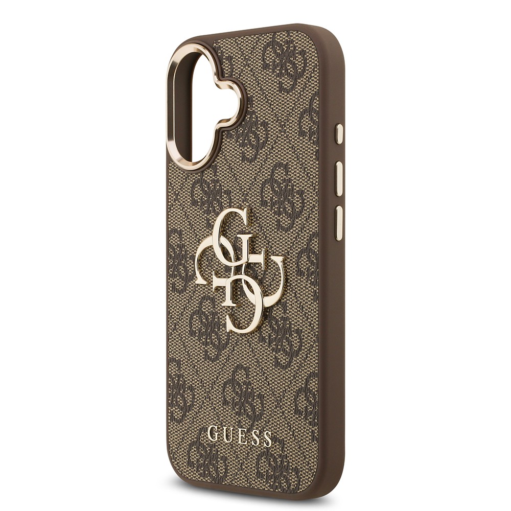 Apple iPhone 17 Kılıf Guess Orjinal Lisanslı Gold Metal Kamera Çerçeveli 4G Desenli Metal Büyük 4G ve Yazı Logolu Kapak