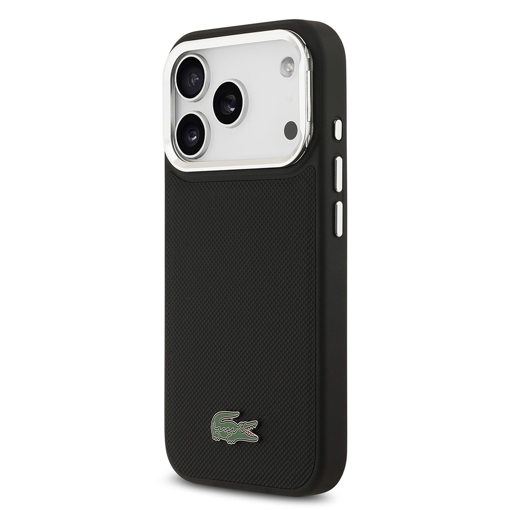 Apple iPhone 17 Pro Kılıf Lacoste Orjinal Lisanslı M-safe Şarj Özellikli PU Pike Desenli Standlı Metal Logolu Kapak