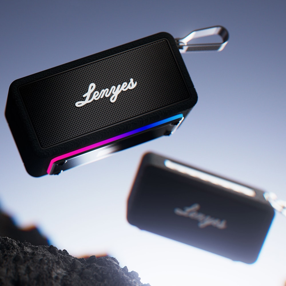 Lenyes S875 Elegance Serisi RGB Işıklı Taşınabilir Su Geçirmez TWS Bluetooth Hoparlör v5.3 40W