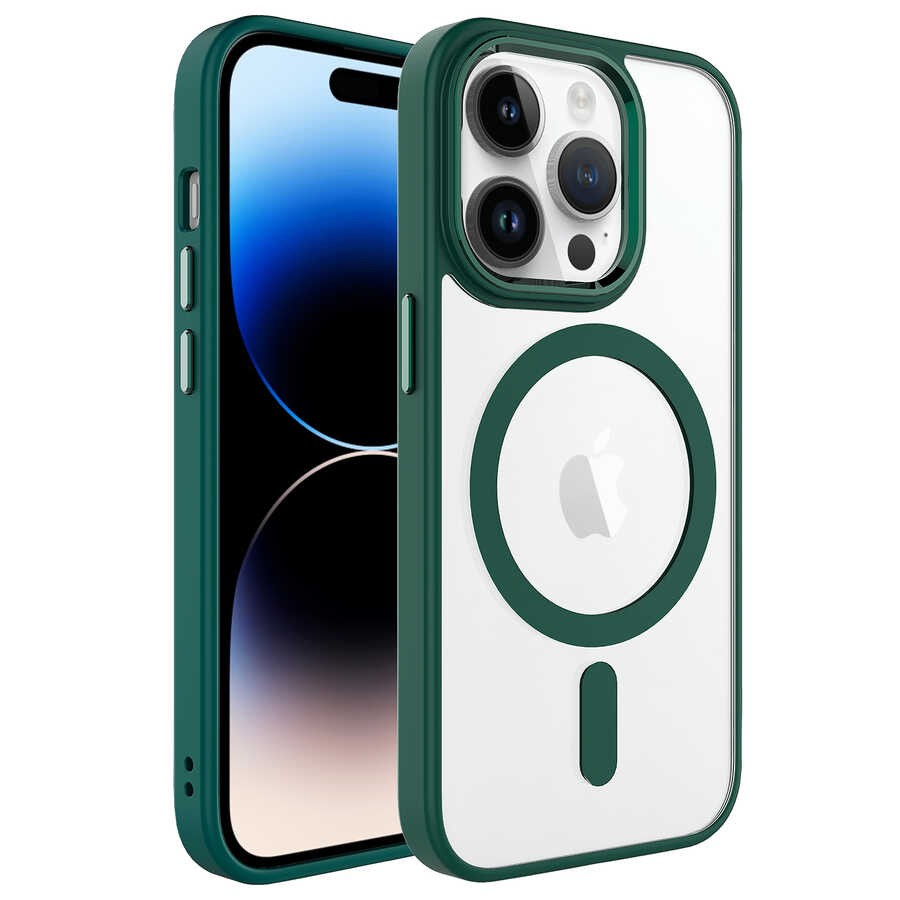 iPhone 14 Pro Kılıf Wireless Şarj Özellikli Zore Krom Magsafe Silikon Kılıf