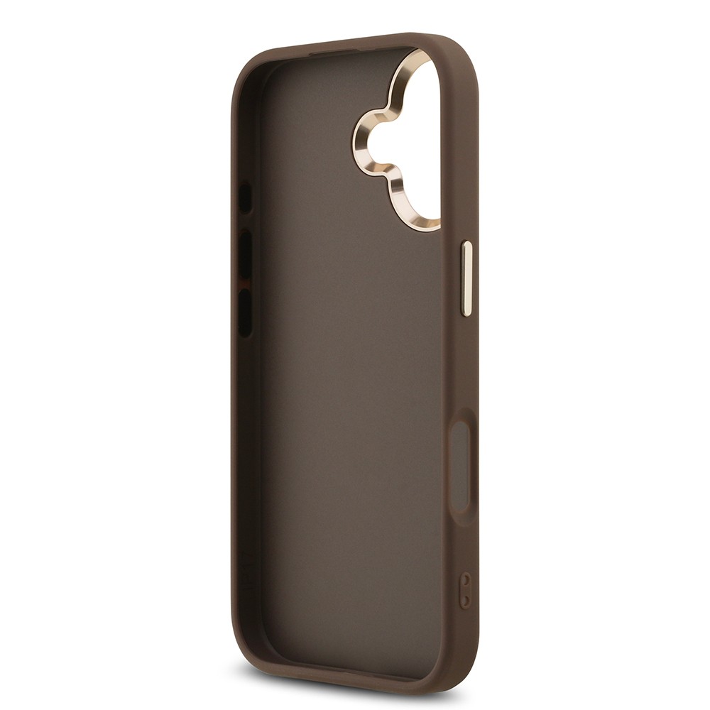 Apple iPhone 17 Kılıf Guess Orjinal Lisanslı Gold Metal Kamera Çerçeveli 4G Desenli Metal Büyük 4G ve Yazı Logolu Kapak
