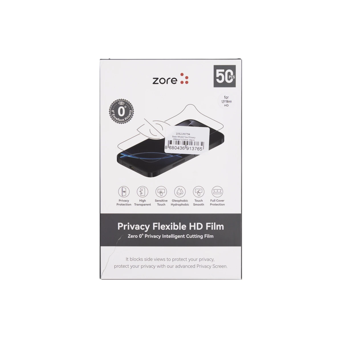 Zore Basic Model TPU Privacy Hayalet Ekran Koruyucu 196mm x 125mm 50 Adet