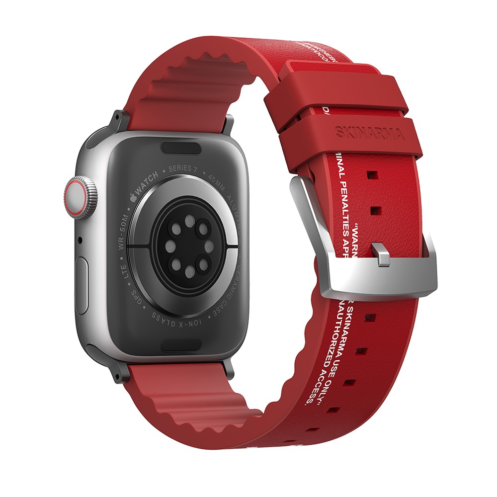 Watch 44mm SkinArma Taihi Sora Yazı Desenli Deri Görünümlü Silikon Kordon