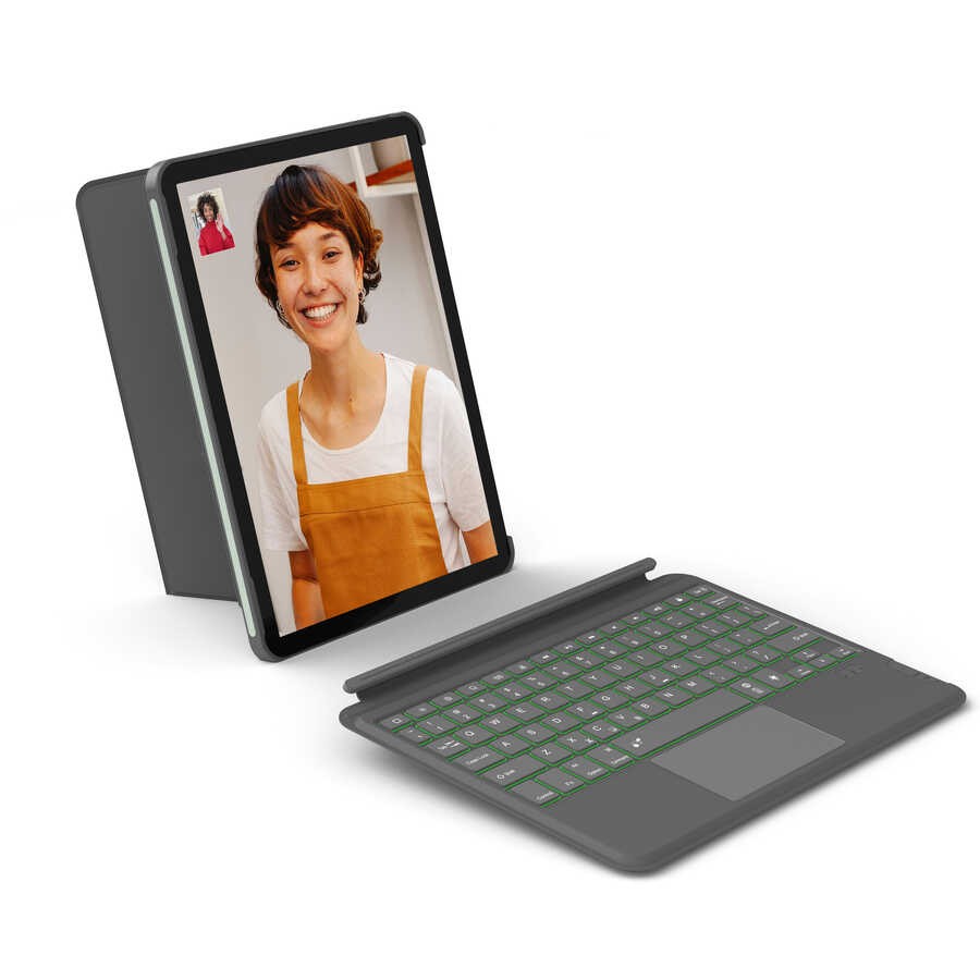 iPad Pro 11 2020 (2.Nesil) Wiwu Combo Led Işıklı Magnetik Standlı Klavyeli Kılıf