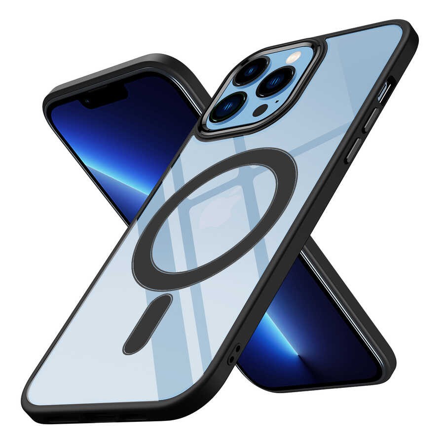 iPhone 13 Pro Max Kılıf Wireless Şarj Özellikli Zore Krom Magsafe Silikon Kılıf