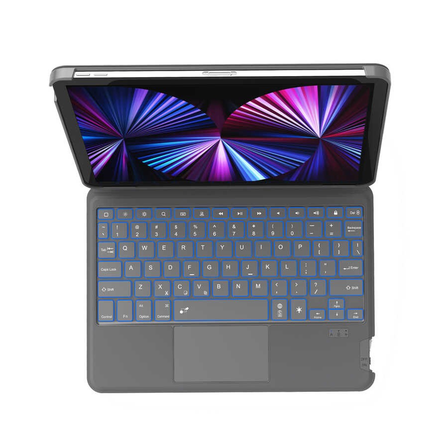 iPad Pro 11 2020 (2.Nesil) Wiwu Combo Led Işıklı Magnetik Standlı Klavyeli Kılıf
