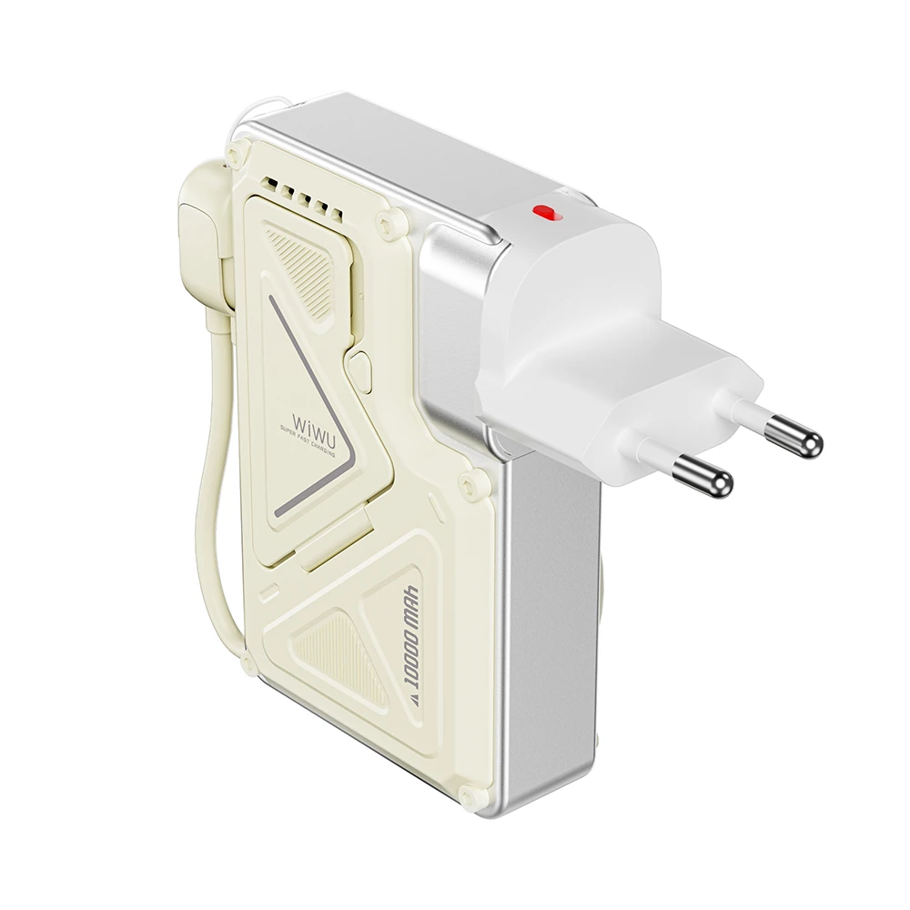 Wiwu Wi-P057 Knight Serisi Taşınabilir Wireless Type-C ve Lightning Kablolu Standlı PD Powerbank 35W 10000mAh