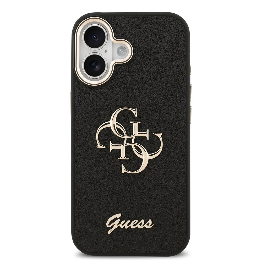 Apple iPhone 17 Kılıf Guess Orjinal Lisanslı 4G Büyük Metal Kamera Çerçeveli ve Logolu Glitter Kapak