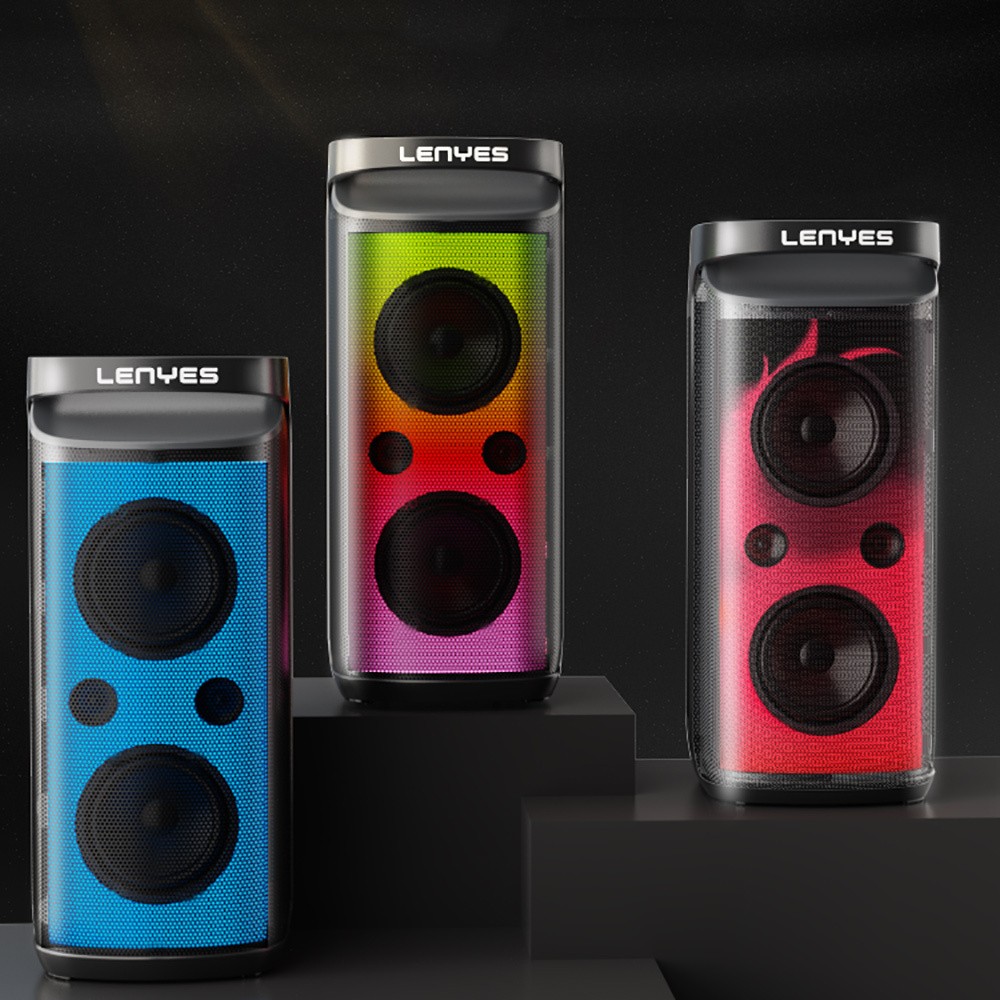 Lenyes S883 Su Geçirmez Tekerlekli Mikrofonlu Çoklu Giriş RGB Işıklı TWS Karaoke FM Bluetooth Hoparlör v5.3 360W