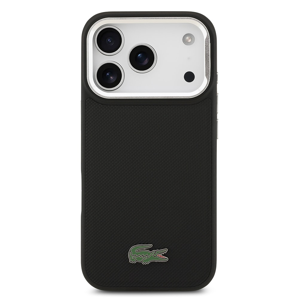 Apple iPhone 17 Pro Kılıf Lacoste Orjinal Lisanslı M-safe Şarj Özellikli PU Pike Desenli Standlı Metal Logolu Kapak