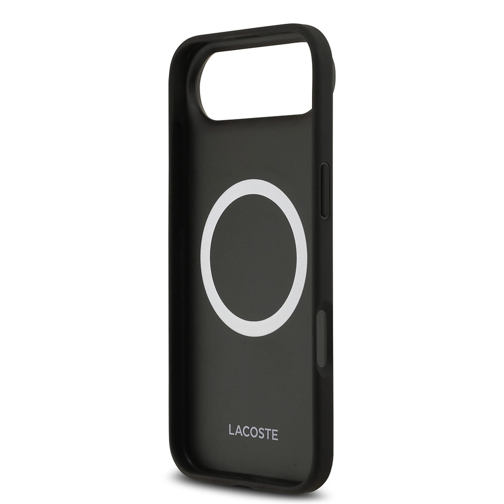 Apple iPhone 17 Air Kılıf Lacoste Orjinal Lisanslı M-safe Şarj Özellikli PU Deri Tasarımlı Karışık Monogram Desenli Kapak