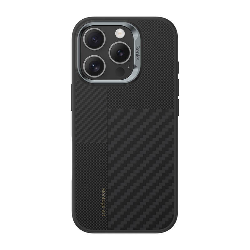 iPhone 16 Pro Max Kılıf Magsafe Şarj Özellikli Karbon Fiber Benks Montage Hybrid ArmorPro Kevlar Kılıf