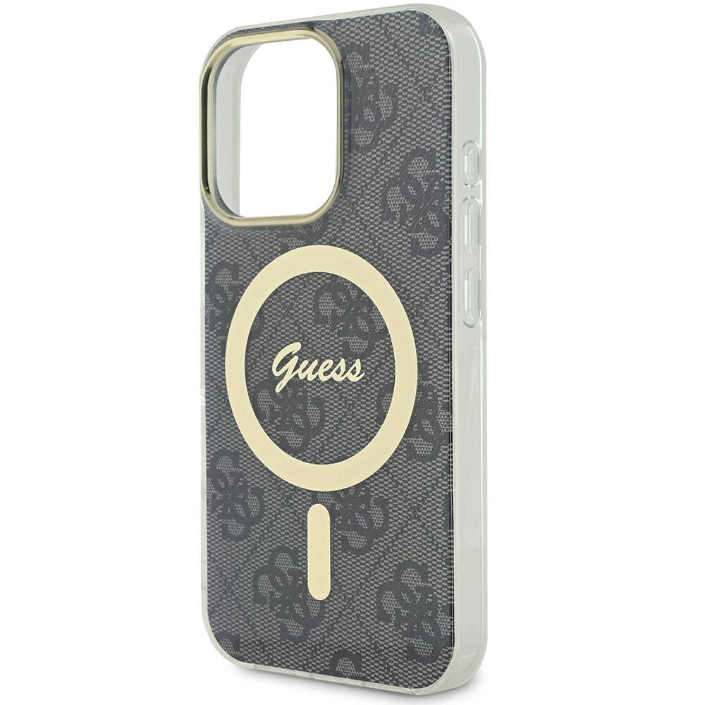 iPhone 16 Pro Max Kılıf Guess Orjinal Lisanslı Magsafe Şarj Özellikli Yazı Logolu 4G Desenli Kılıf