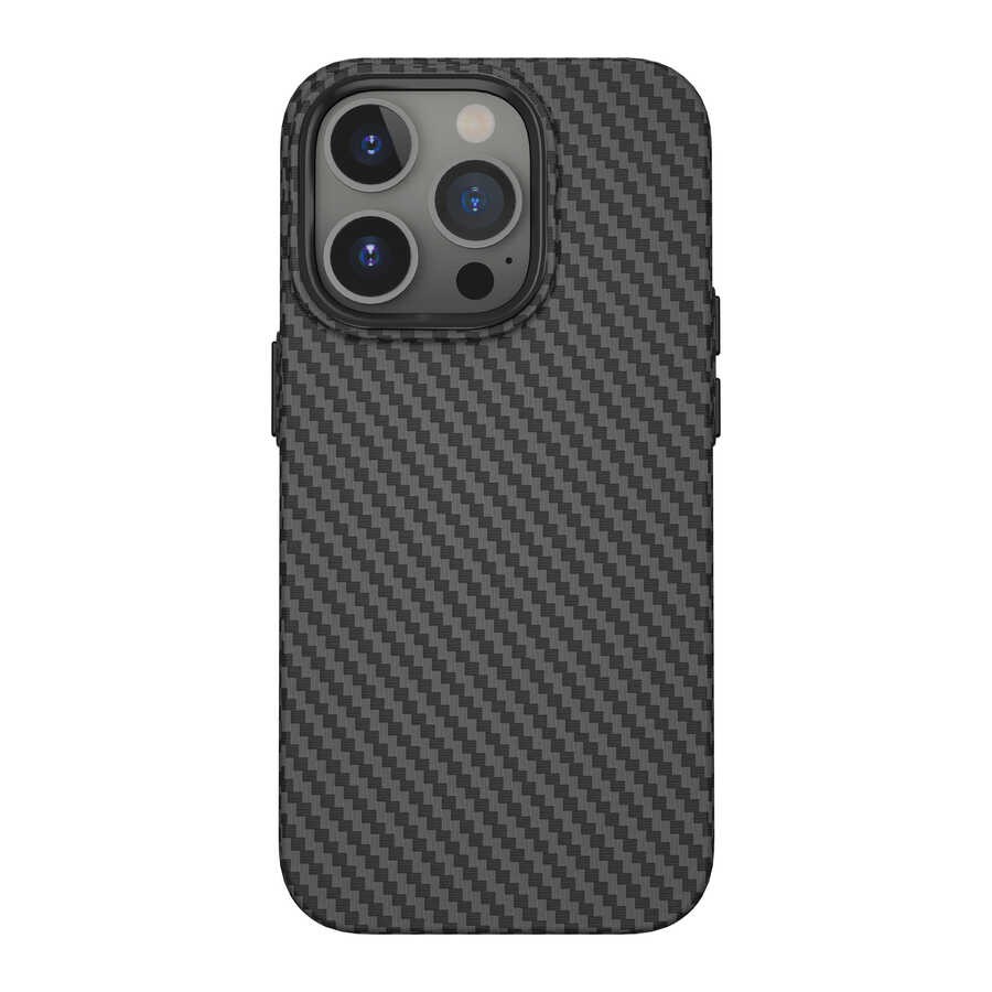iPhone 14 Pro Max Kılıf ​​​​​Wiwu Karbon Fiber Görünümlü Magsafe Wireless Şarj Özellikli Kabon Kılıf
