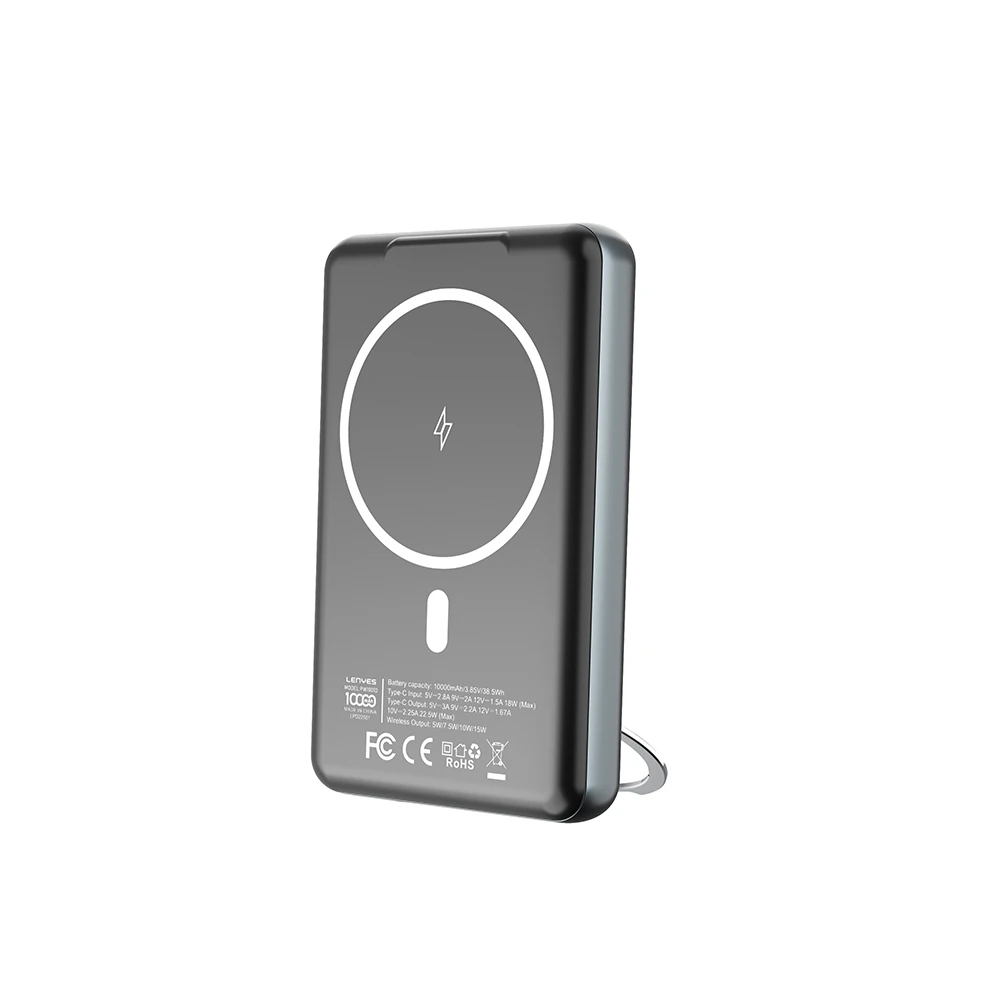 Lenyes PW1001D PD 22.5W Hızlı Şarj Özellikli Standlı Wireless Powerbank 15W 10000mAh