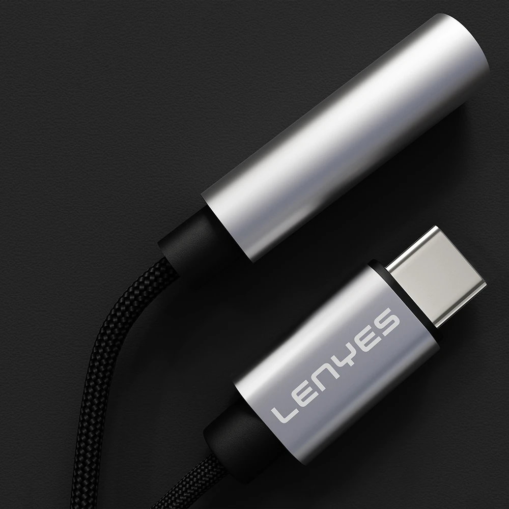 Lenyes AX105 Type-C to 3.5mm Aux Çevirici Örgülü Ses Adaptörü