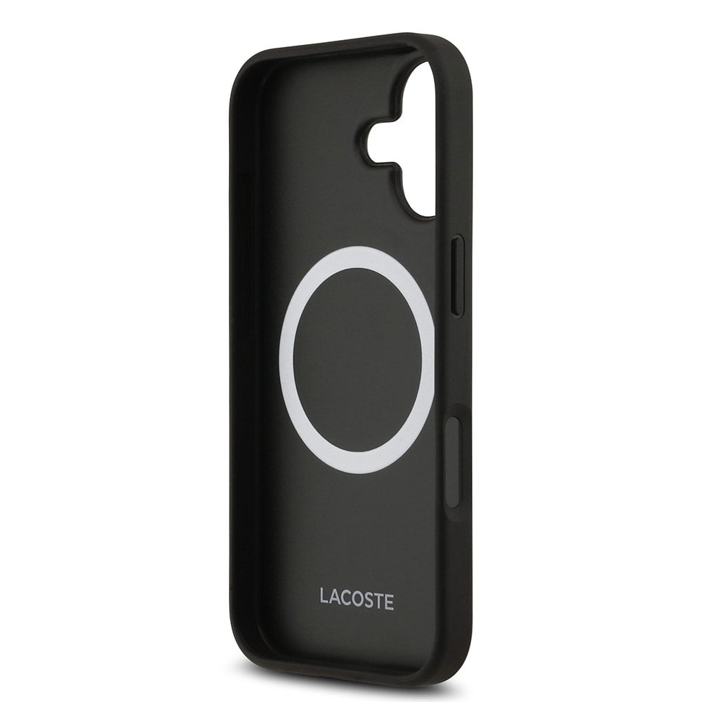 Apple iPhone 17 Kılıf Lacoste Orjinal Lisanslı M-safe Şarj Özellikli PU Deri Tasarımlı Karışık Monogram Desenli Kapak